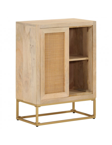 Credenza 55x30x76 cm in Legno Massello di Mango e Ferro