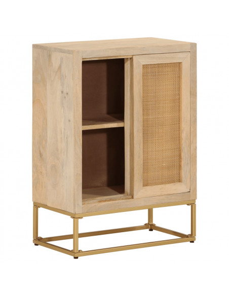 Credenza 55x30x76 cm in Legno Massello di Mango e Ferro