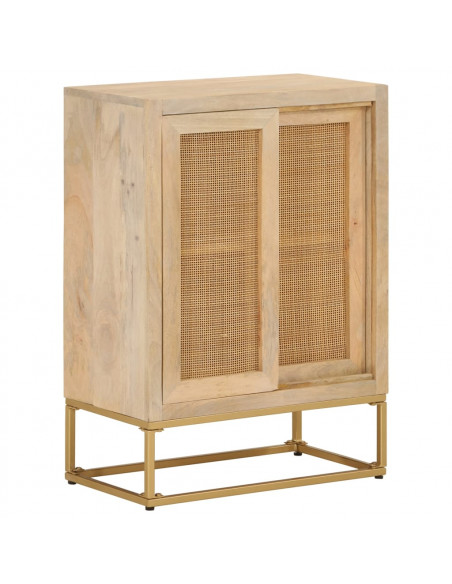 Credenza 55x30x76 cm in Legno Massello di Mango e Ferro