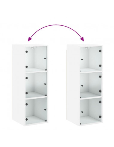 Mobile a Muro con Ante in Vetro Bianco 35x37x100 cm