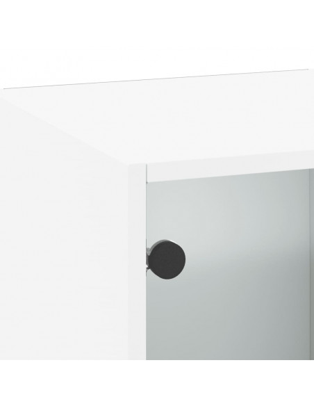 Mobile a Muro con Ante in Vetro Bianco 35x37x100 cm