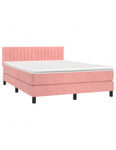 Giroletto a Molle con Materasso Rosa 140x200 cm in Velluto