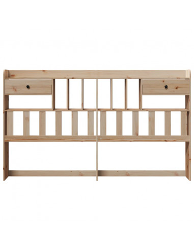 Testiera con Scomparti 200 cm in Legno Massello di Pino