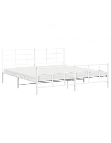 Giroletto con Testiera e Pediera Metallo Bianco 200x200 cm