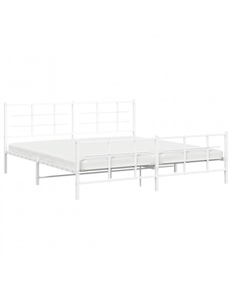 Giroletto con Testiera e Pediera Metallo Bianco 200x200 cm