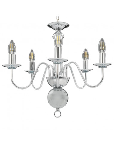 Lampadario Argento 5 Lampadine Attacco E14