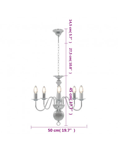 Lampadario Argento 5 Lampadine Attacco E14