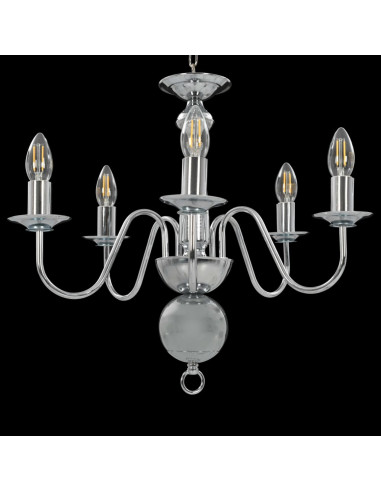 Lampadario Argento 5 Lampadine Attacco E14