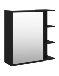 Mobile Bagno con Specchio Nero 62,5x20,5x64cm Legno Multistrato 2