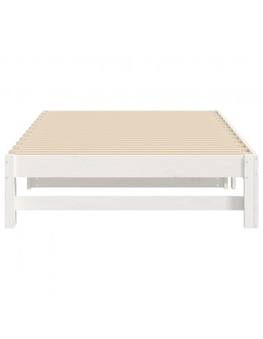 Dormeuse Estraibile Bianca 2x(80x200) cm Legno Massello di Pino