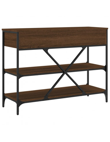 Tavolino Consolle Cassetti e Ripiani Rovere Marrone Multistrato