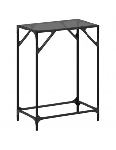 Tavolino Consolle con Piano in Vetro Nero 60x35x81cm in Acciaio 2
