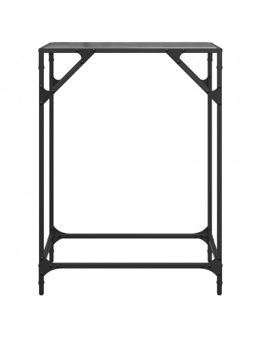 Tavolino Consolle con Piano in Vetro Nero 60x35x81cm in Acciaio