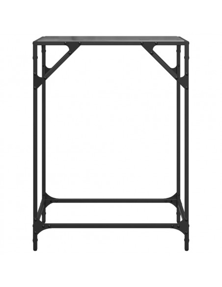 Tavolino Consolle con Piano in Vetro Nero 60x35x81cm in Acciaio