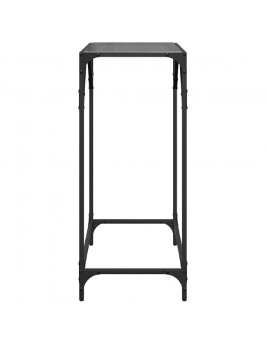 Tavolino Consolle con Piano in Vetro Nero 60x35x81cm in Acciaio