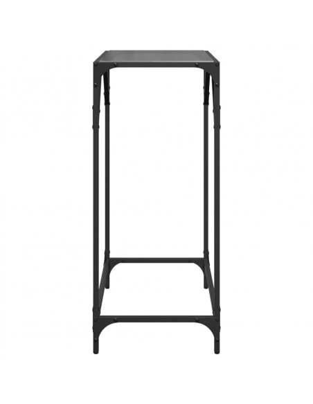 Tavolino Consolle con Piano in Vetro Nero 60x35x81cm in Acciaio
