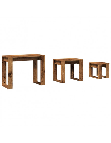 Nido di Tavoli 3 pz Legno Antico in Legno Multistrato