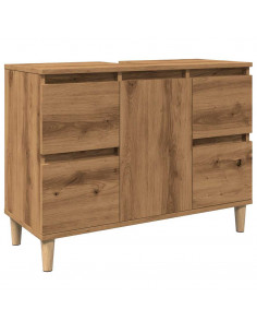 Mobile Lavabo Rovere Artigianale 80x33x60 cm Legno Multistrato 2