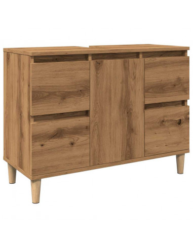 Mobile Lavabo Rovere Artigianale 80x33x60 cm Legno Multistrato