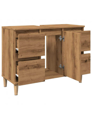 Mobile Lavabo Rovere Artigianale 80x33x60 cm Legno Multistrato