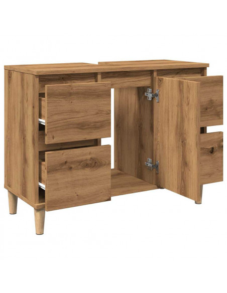 Mobile Lavabo Rovere Artigianale 80x33x60 cm Legno Multistrato