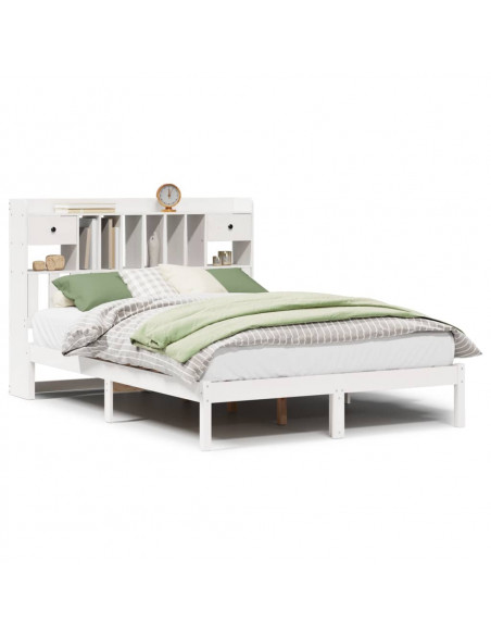 Letto Libreria senza Materasso Bianco 160x200 cm Legno di Pino