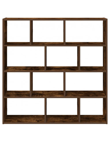 Mensola a Cubo da Muro 12 Scomparti in Truciolato Rovere Fumo