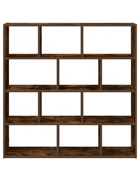 Mensola a Cubo da Muro 12 Scomparti in Truciolato Rovere Fumo