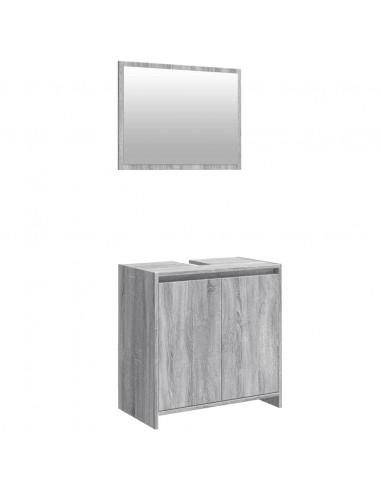 Set Mobili da Bagno 2 pz Grigio Sonoma in Legno Multistrato