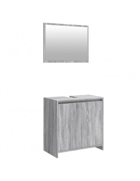 Set Mobili da Bagno 2 pz Grigio Sonoma in Legno Multistrato