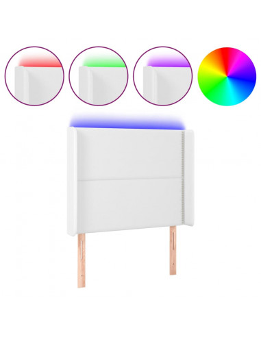 Testiera a LED Bianco 103x16x118/128 cm in Similpelle