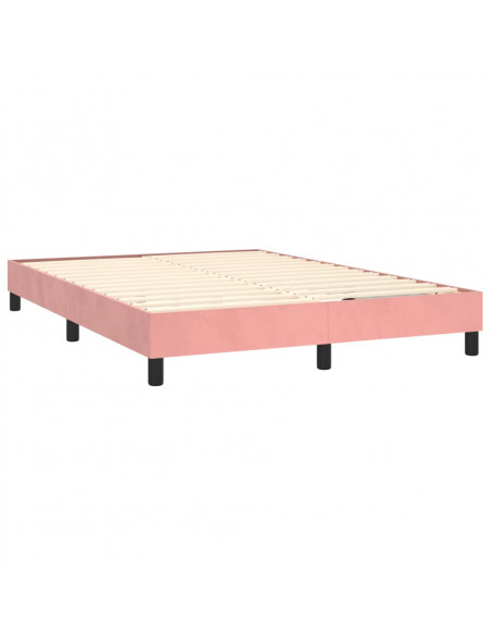 Letto a Molle con Materasso e LED Rosa 140x200 cm in Velluto