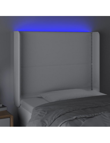 Testiera a LED Bianco 103x16x118/128 cm in Similpelle