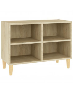 Mobile TV con Gambe Legno Massello Rovere Sonoma 69,5x30x50 cm 2