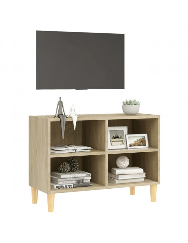 Mobile TV con Gambe Legno Massello Rovere Sonoma 69,5x30x50 cm