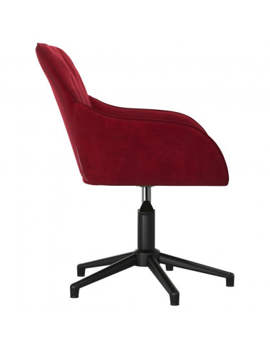 Sedia da Ufficio Girevole Rosso Vino in Velluto