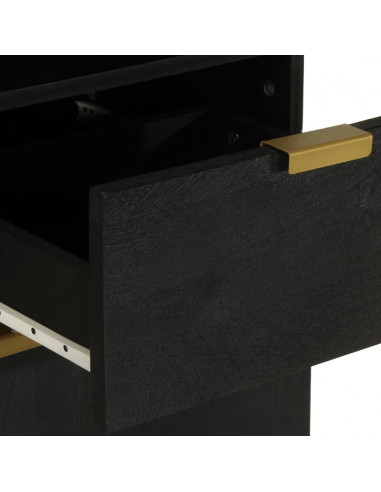 Mobile da Bagno Nero 38x33x160 cm in Legno Massello di Mango