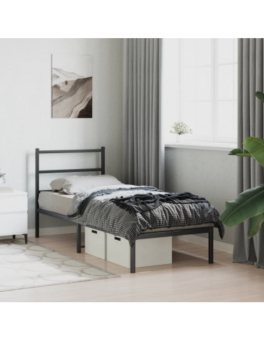 Giroletto con Testiera in Metallo Nero 75x190 cm