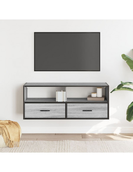 Mobile TV Grigio Sonoma 100x31x39,5cm Legno Multistrato Metallo