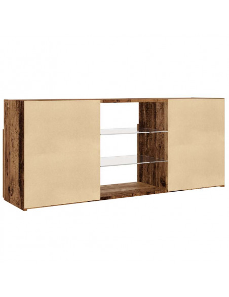 Mobile Porta TV con LED Legno Antico 120x30x50 cm Multistrato