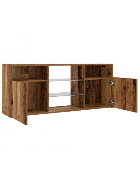Mobile Porta TV con LED Legno Antico 120x30x50 cm Multistrato