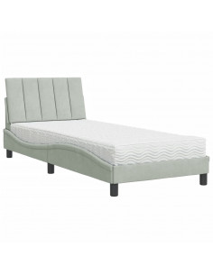 Letto con Materasso Grigio Chiaro 90x190 cm in Velluto 2