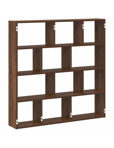 Mensola a Muro a Cubo 12 Scomparti Truciolato Rovere Marrone