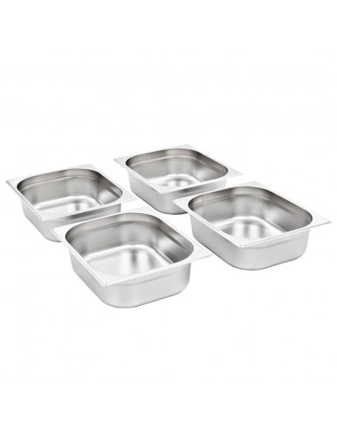 Contenitori Gastronorm 4 pz GN 1/2 100 mm in Acciaio Inox