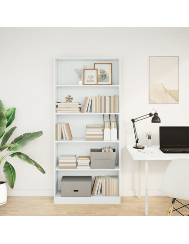 Libreria Bianca 80x24x176 cm in Legno Multistrato