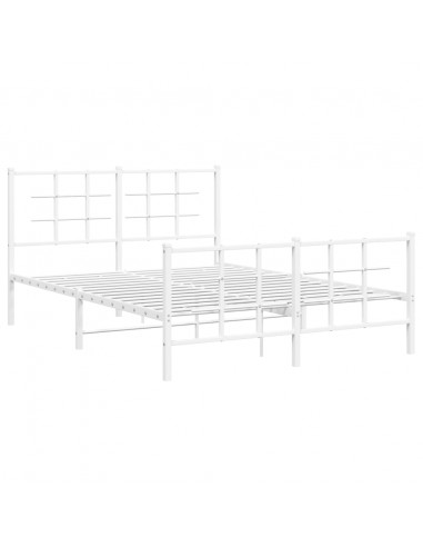 Giroletto con Testiera e Pediera Metallo Bianco 135x190 cm