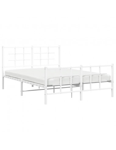 Giroletto con Testiera e Pediera Metallo Bianco 135x190 cm