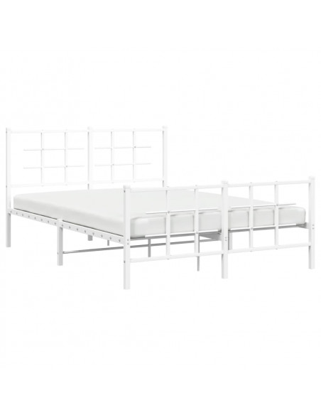 Giroletto con Testiera e Pediera Metallo Bianco 135x190 cm