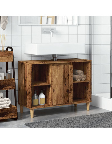 Mobile da Bagno Legno Antico 80x33x60 cm in Legno Multistrato