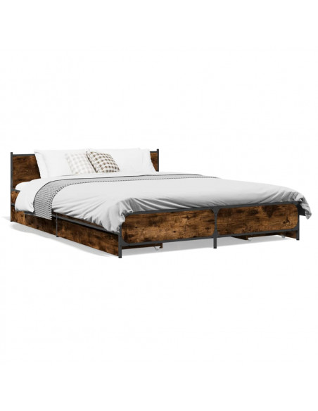 Giroletto con Cassetti Rovere Fumo 135x190 cm Legno Multistrato